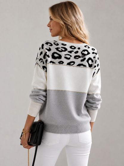 Women's Leopard Print Knit Sweater | Belluvyn
