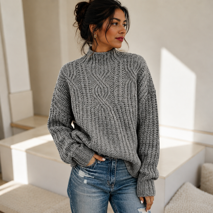 Women's Modern High-Neck Sweater | Belluvyn
