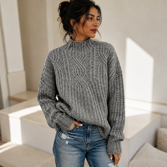Women's Modern High-Neck Sweater | Belluvyn