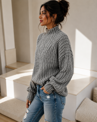 Women's Modern High-Neck Sweater | Belluvyn