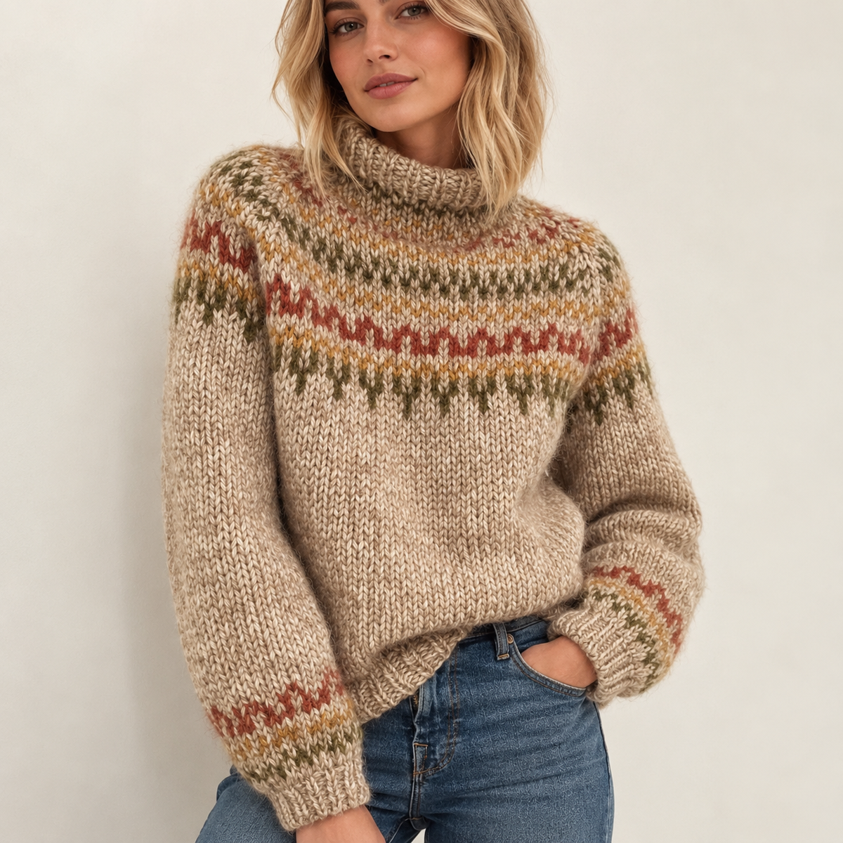 Women's Nordic Print Sweater | Belluvyn