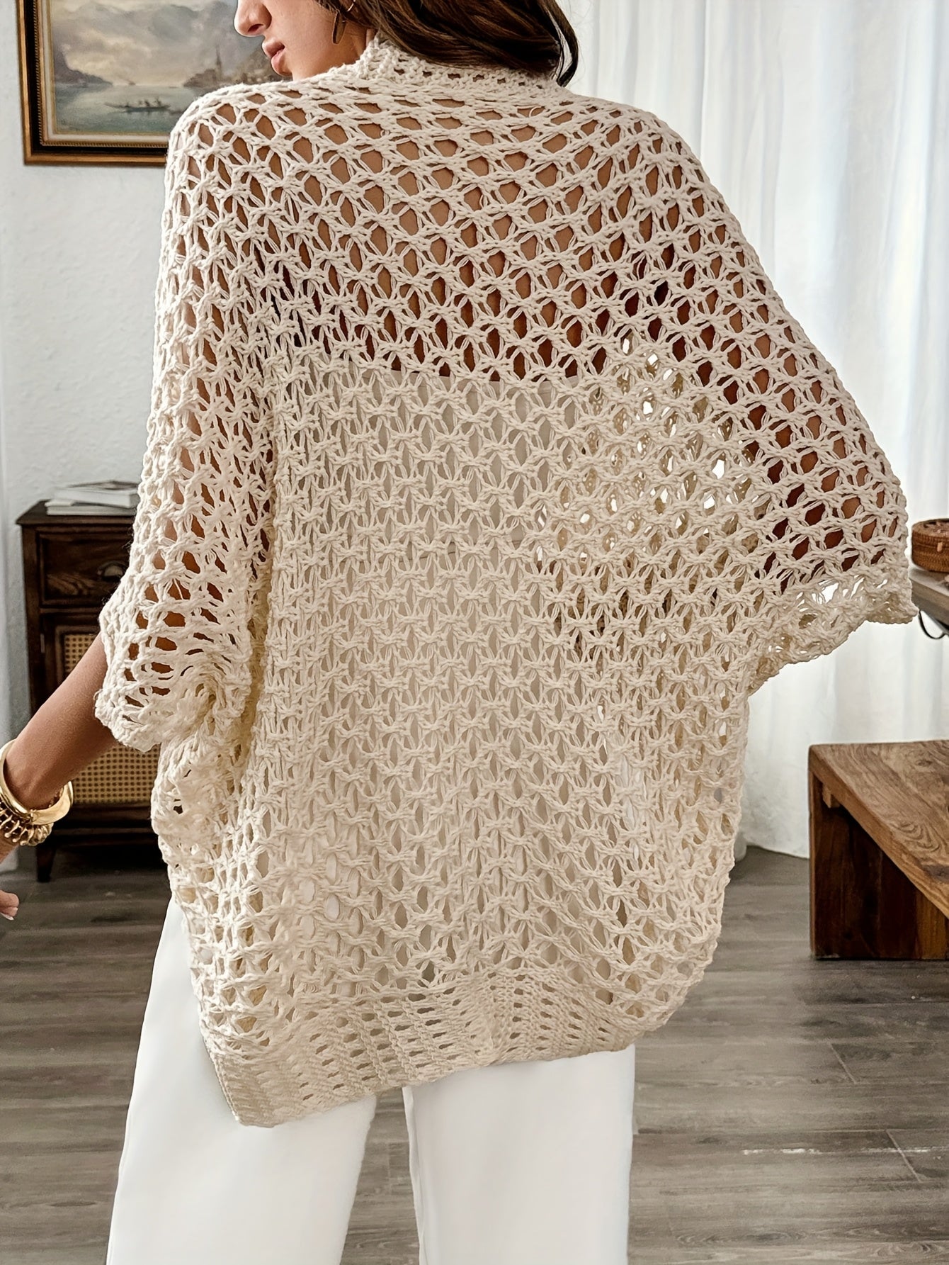 Women's Open Knit Drape Cardigan | Belluvyn