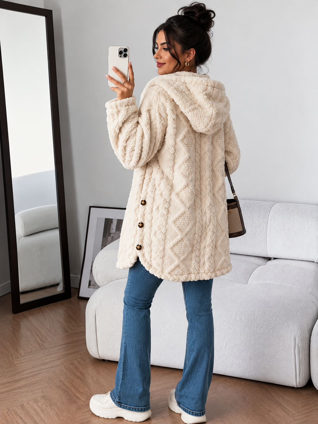 Women's Plush Hooded Cardigan | Belluvyn