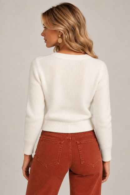 Women's Round Neck Button Knit Cardigan | Belluvyn