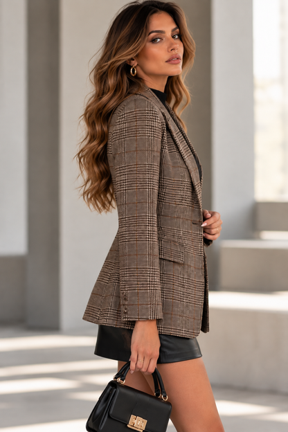 Women's Single-Breasted Plaid Blazer | Belluvyn
