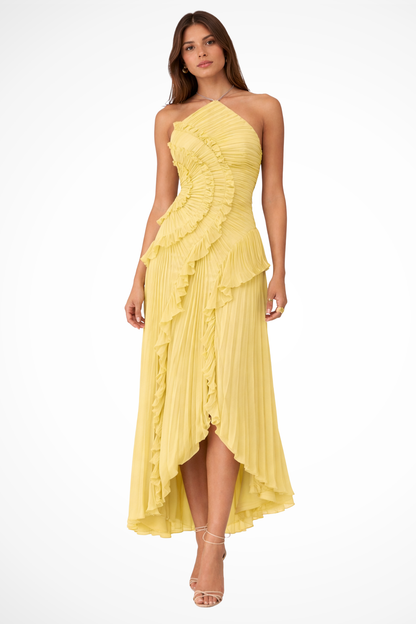 Women's Sleeveless Halter Backless Ruffled Wedding Dress | Belluvyn