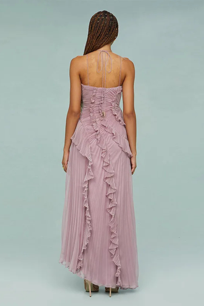 Women's Sleeveless Halter Backless Ruffled Wedding Dress | Belluvyn
