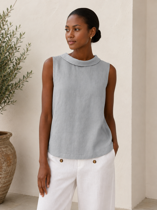 Women's Sleeveless Roll Collar Top | Belluvyn