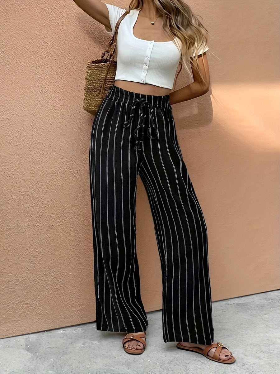 Women's Striped Wide Leg Pants | Belluvyn