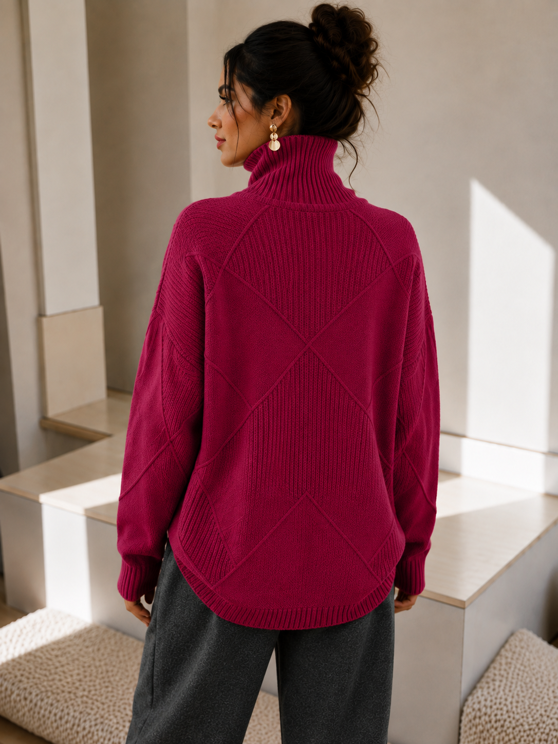 Women's Turtleneck Knit Sweater | Belluvyn