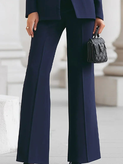 Women's Two-Piece Longline Blazer & Flare Trousers Suit Set | Belluvyn
