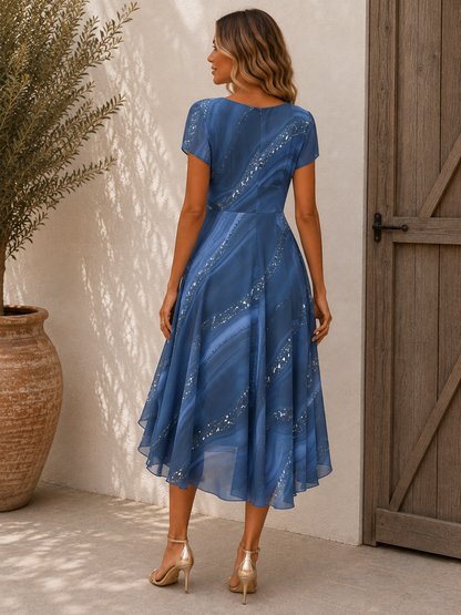 Women's V-Neck Midi Dress | Belluvyn