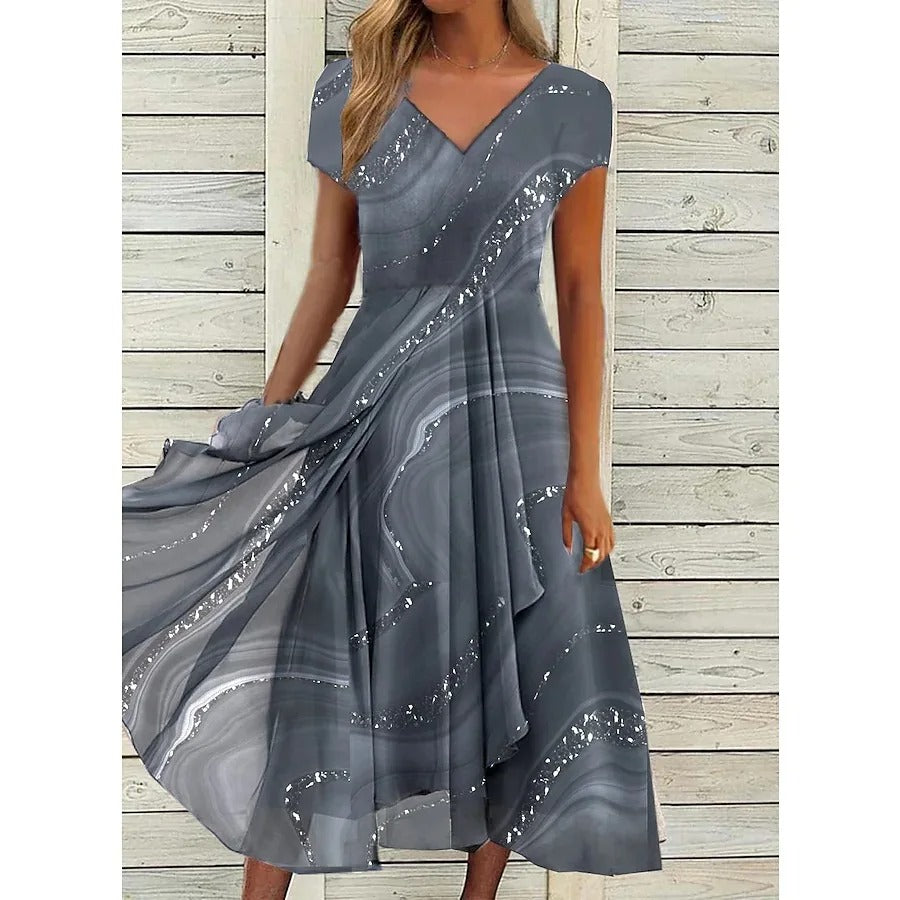 Women's V-Neck Midi Dress | Belluvyn
