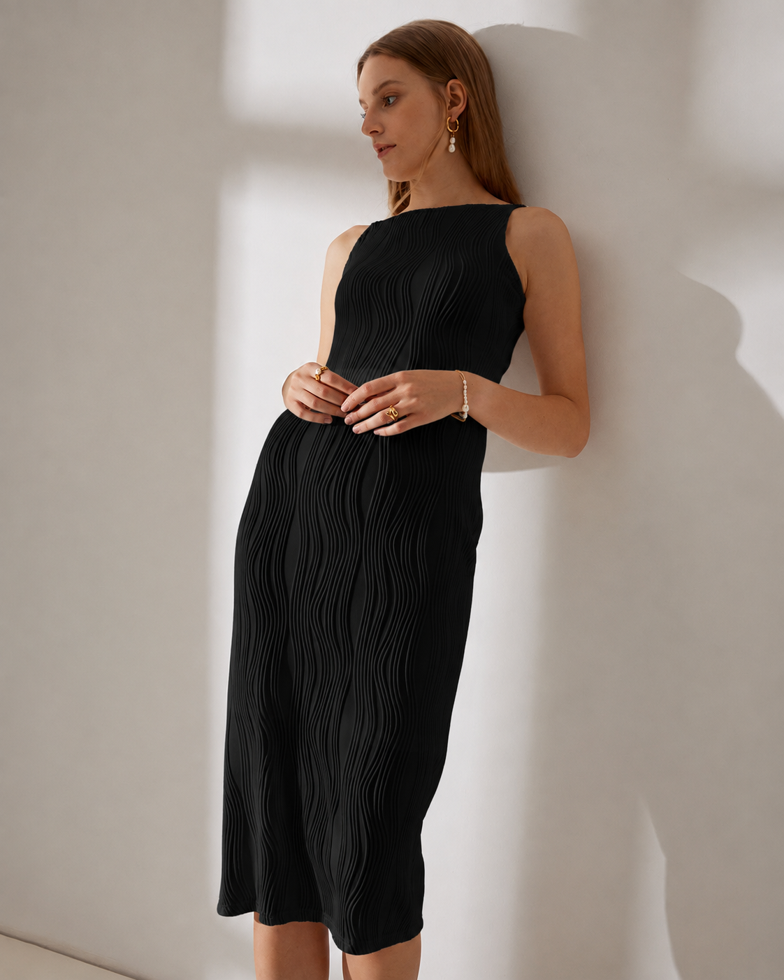 Women's Water Ripple Textured Wedding Dress | Belluvyn