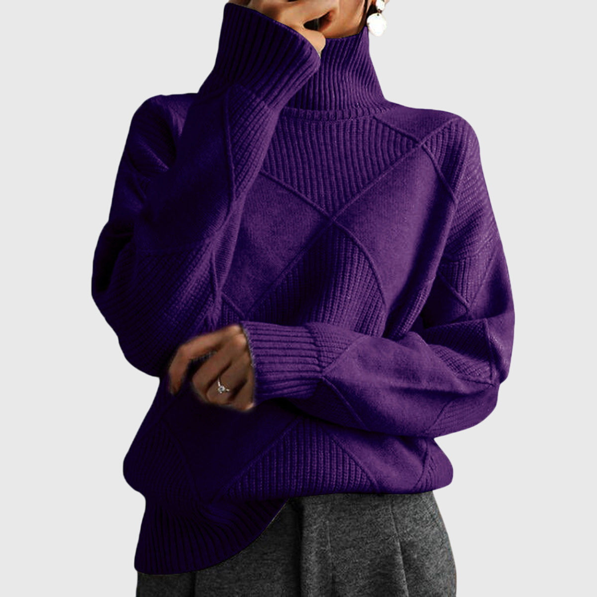 Women's Turtleneck Knit Sweater | Belluvyn