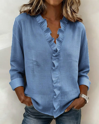 Women’s V-Neck Long Sleeve Blouse | Belluvyn