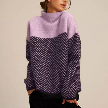 Women's Chevron Pattern Cowl Neck Sweater | Belluvyn
