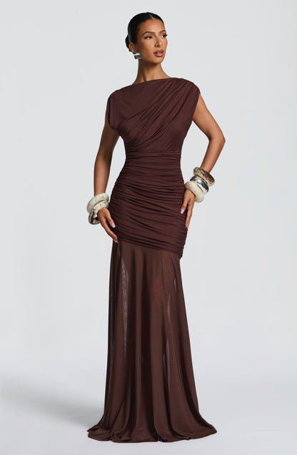 Women's Weddingdress Plum Brown Maxi Dress | Belluvyn