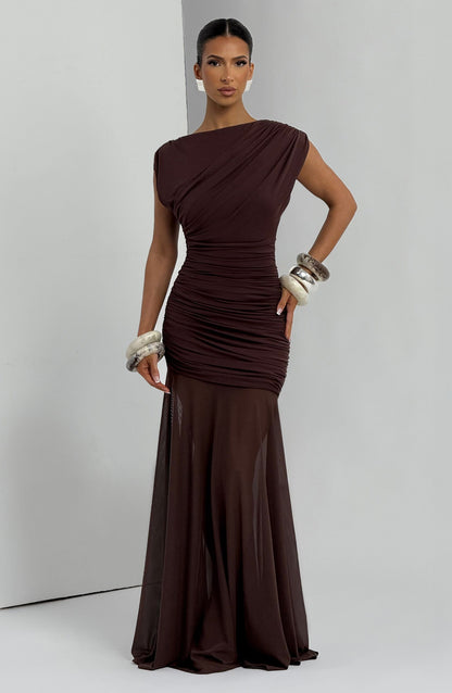 Women's Weddingdress Plum Brown Maxi Dress | Belluvyn