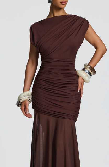 Women's Weddingdress Plum Brown Maxi Dress | Belluvyn