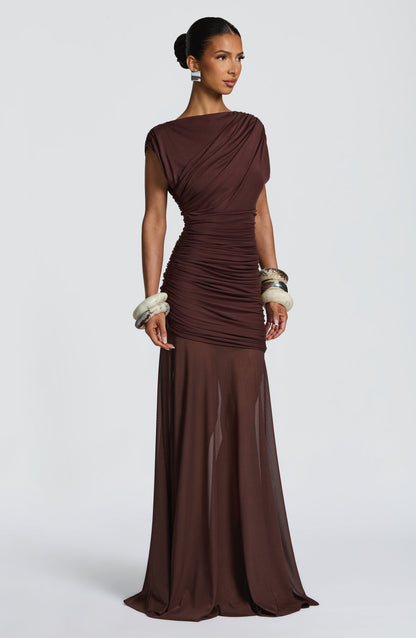 Women's Weddingdress Plum Brown Maxi Dress | Belluvyn
