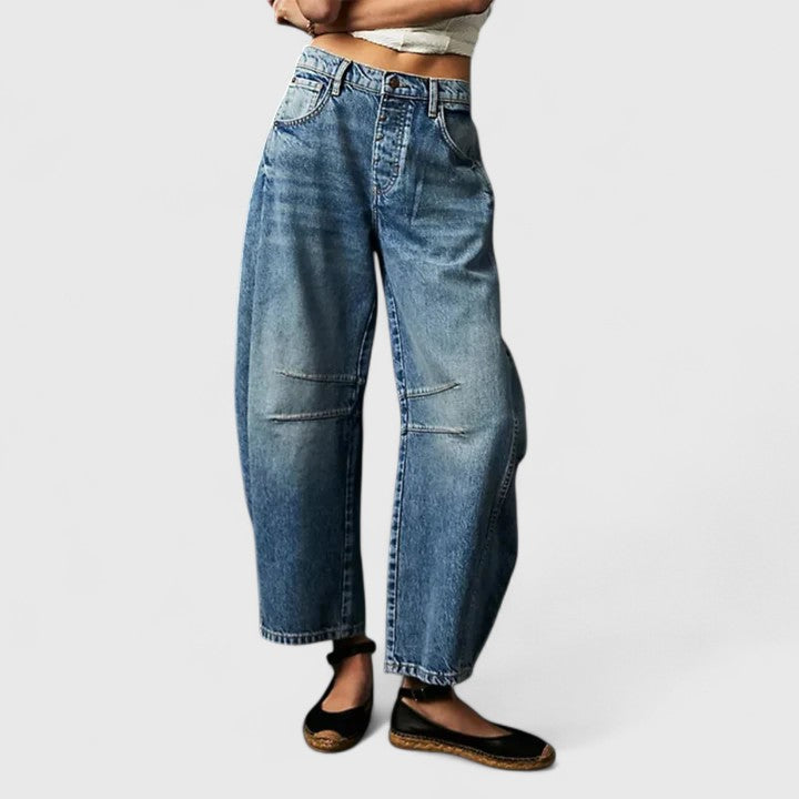 Women's High Waist Barrel Jeans | Belluvyn