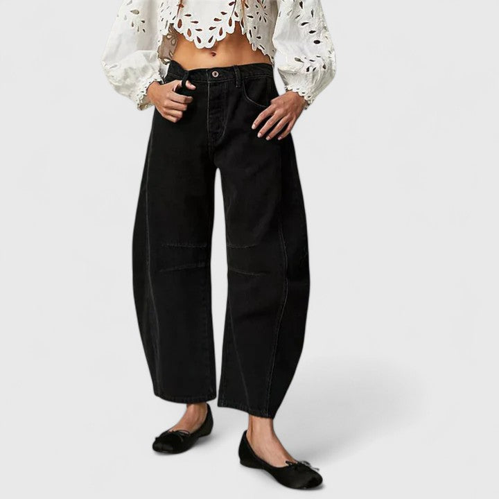 Women's High Waist Barrel Jeans | Belluvyn