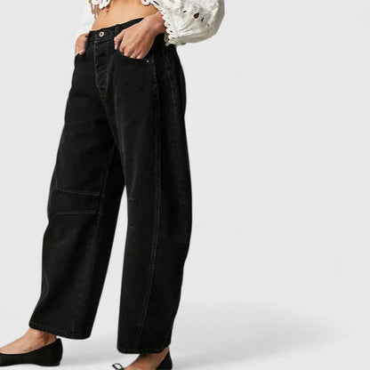 Women's High Waist Barrel Jeans | Belluvyn