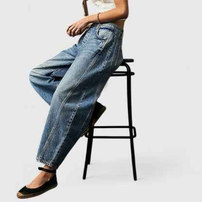 Women's High Waist Barrel Jeans | Belluvyn