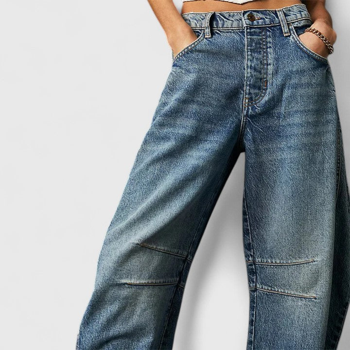 Women's High Waist Barrel Jeans | Belluvyn