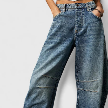 Women's High Waist Barrel Jeans | Belluvyn