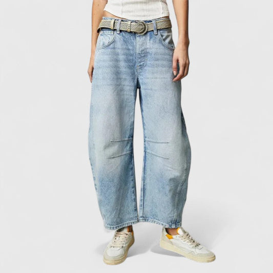Women's High Waist Barrel Jeans | Belluvyn