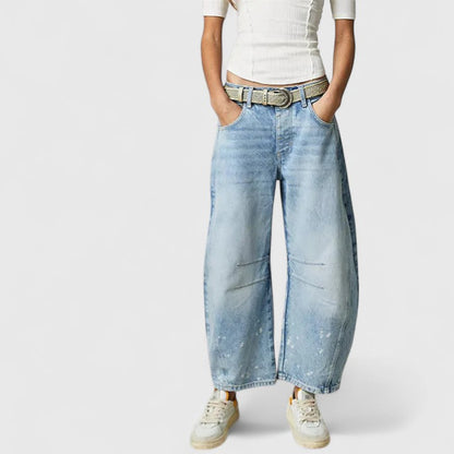 Women's High Waist Barrel Jeans | Belluvyn