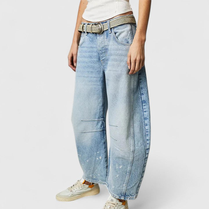 Women's High Waist Barrel Jeans | Belluvyn