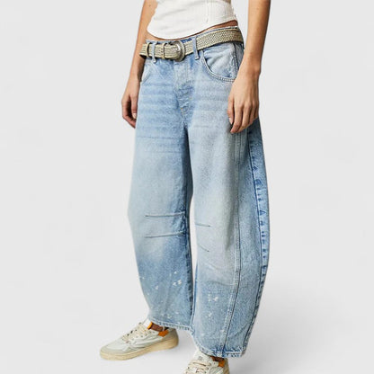 Women's High Waist Barrel Jeans | Belluvyn