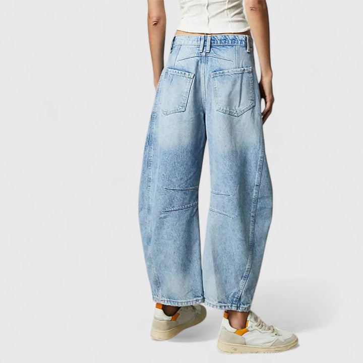 Women's High Waist Barrel Jeans | Belluvyn