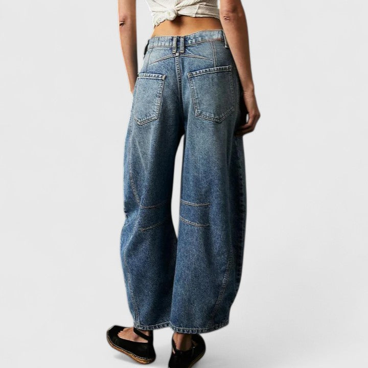 Women's High Waist Barrel Jeans | Belluvyn