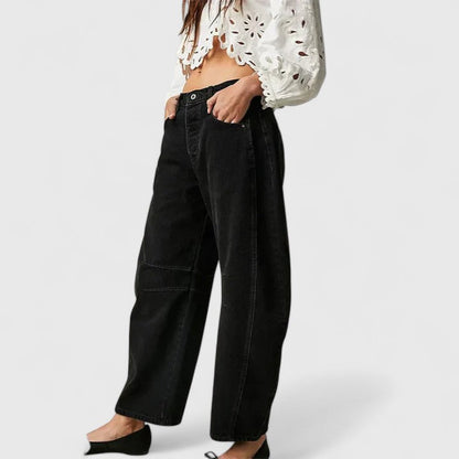 Women's High Waist Barrel Jeans | Belluvyn
