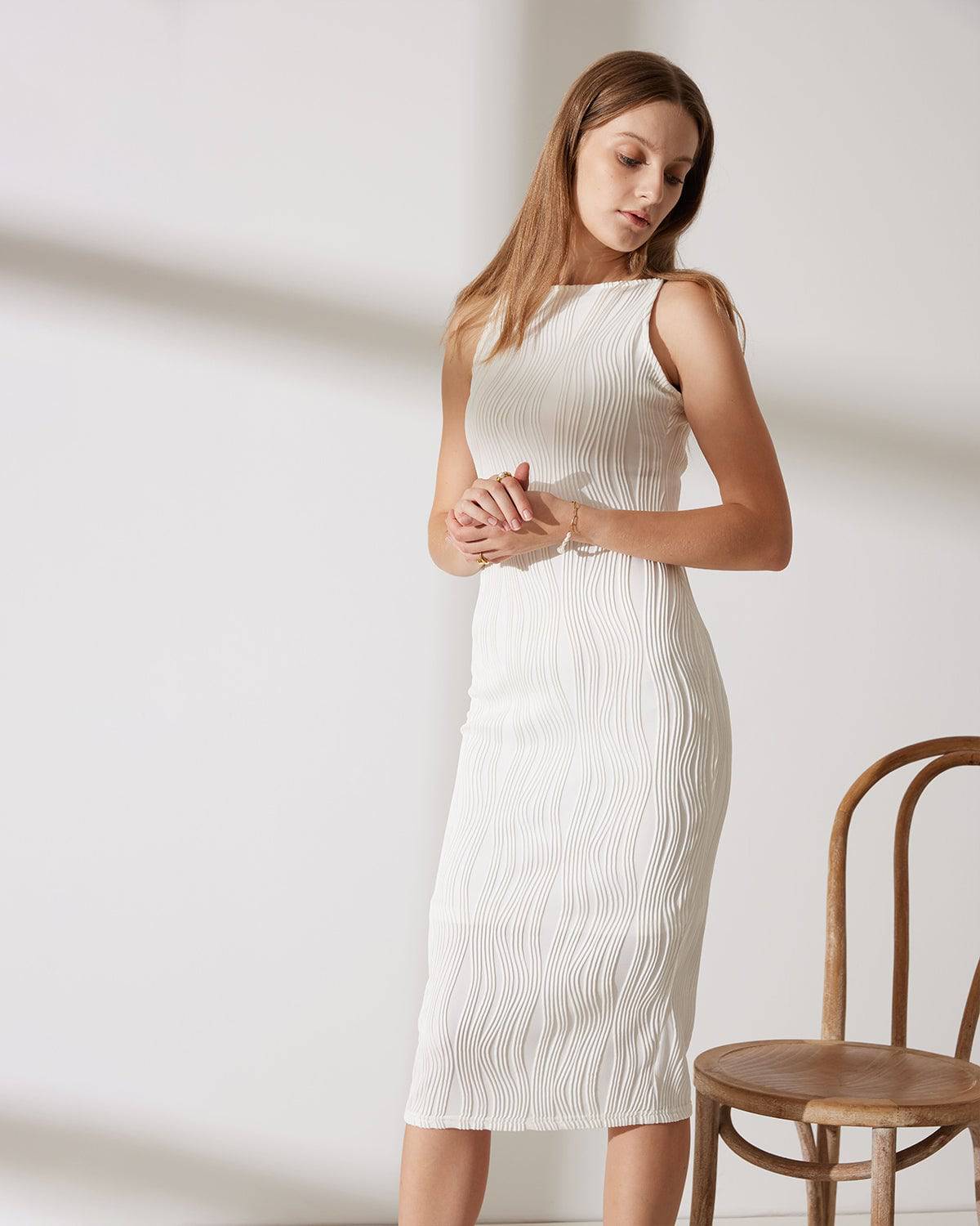Women's Water Ripple Textured Wedding Dress | Belluvyn
