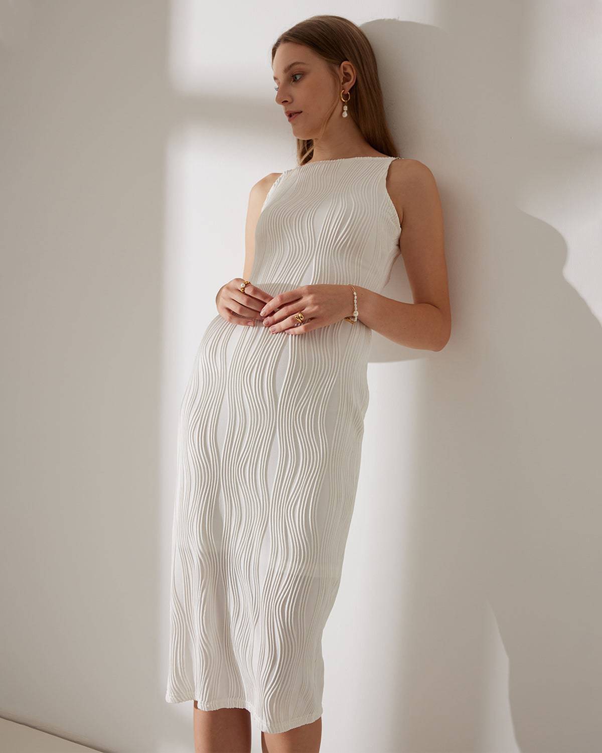 Women's Water Ripple Textured Wedding Dress | Belluvyn