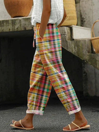 Women's Comfortable Checkered Pants | Belluvyn