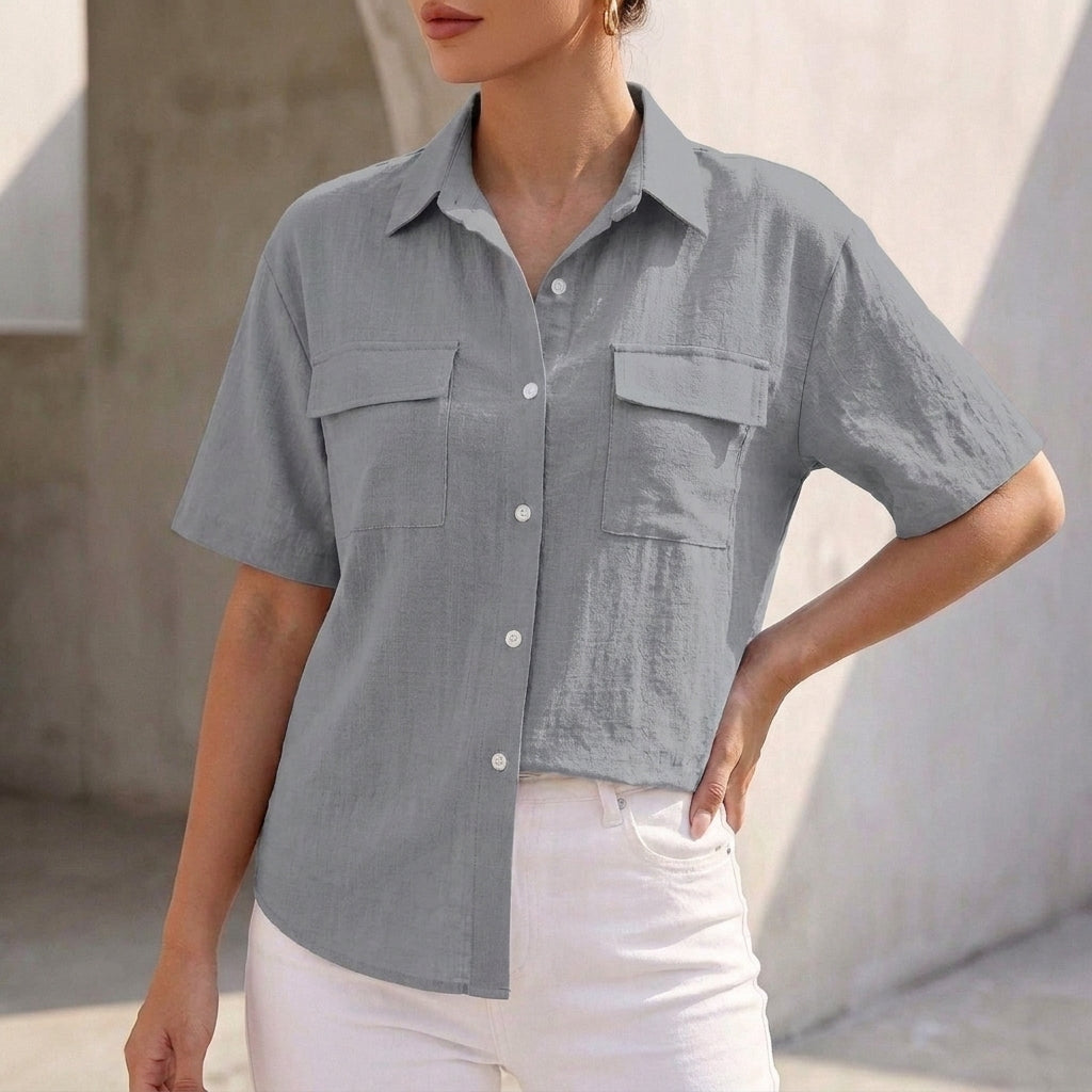 Women's Relaxed Fit Button-Up Shirt | Belluvyn