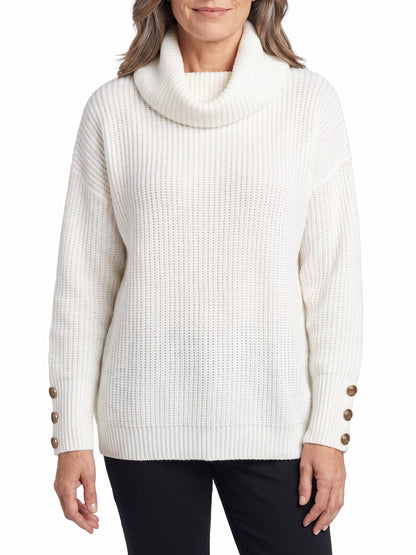 Women's Foldover Cowl Neck Sweater | Belluvyn