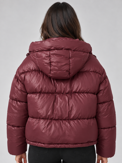 Women's Cropped Hooded Puffer Jacket | Belluvyn