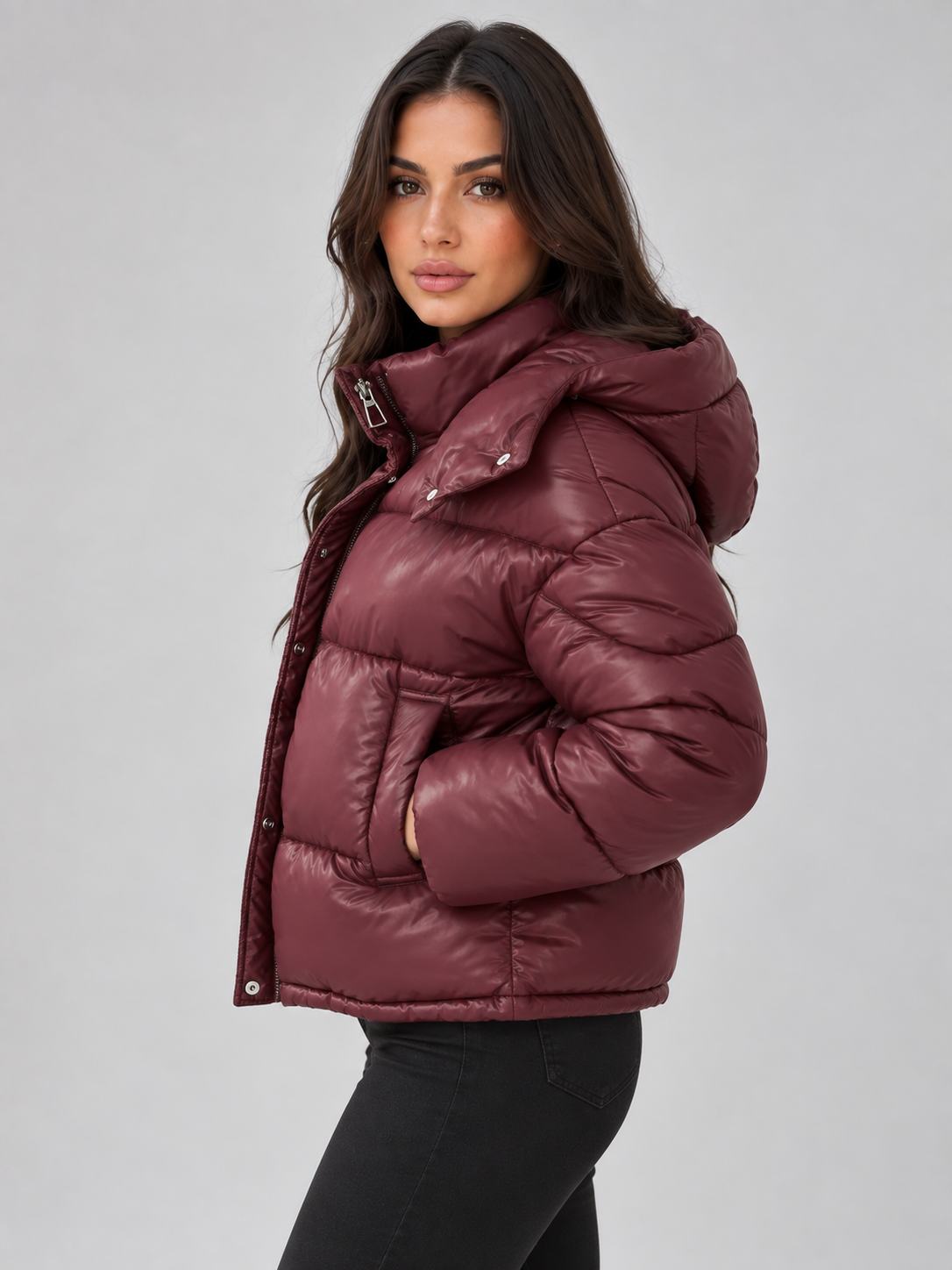 Women's Cropped Hooded Puffer Jacket | Belluvyn