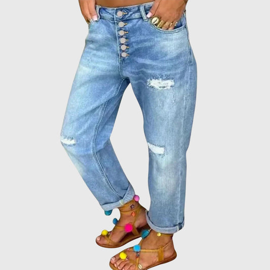 Women's High Waist Boyfriend Jeans | Belluvyn