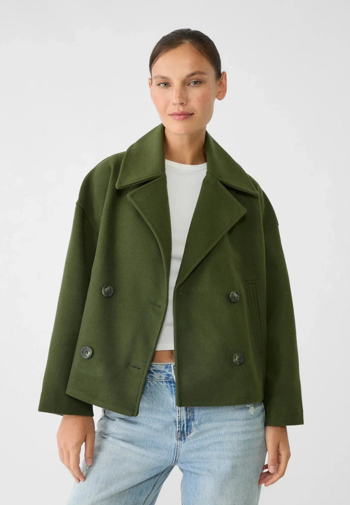 Women's Cropped Double-Breasted Jacket | Belluvyn