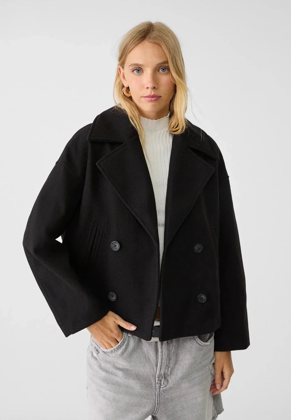 Women's Cropped Double-Breasted Jacket | Belluvyn