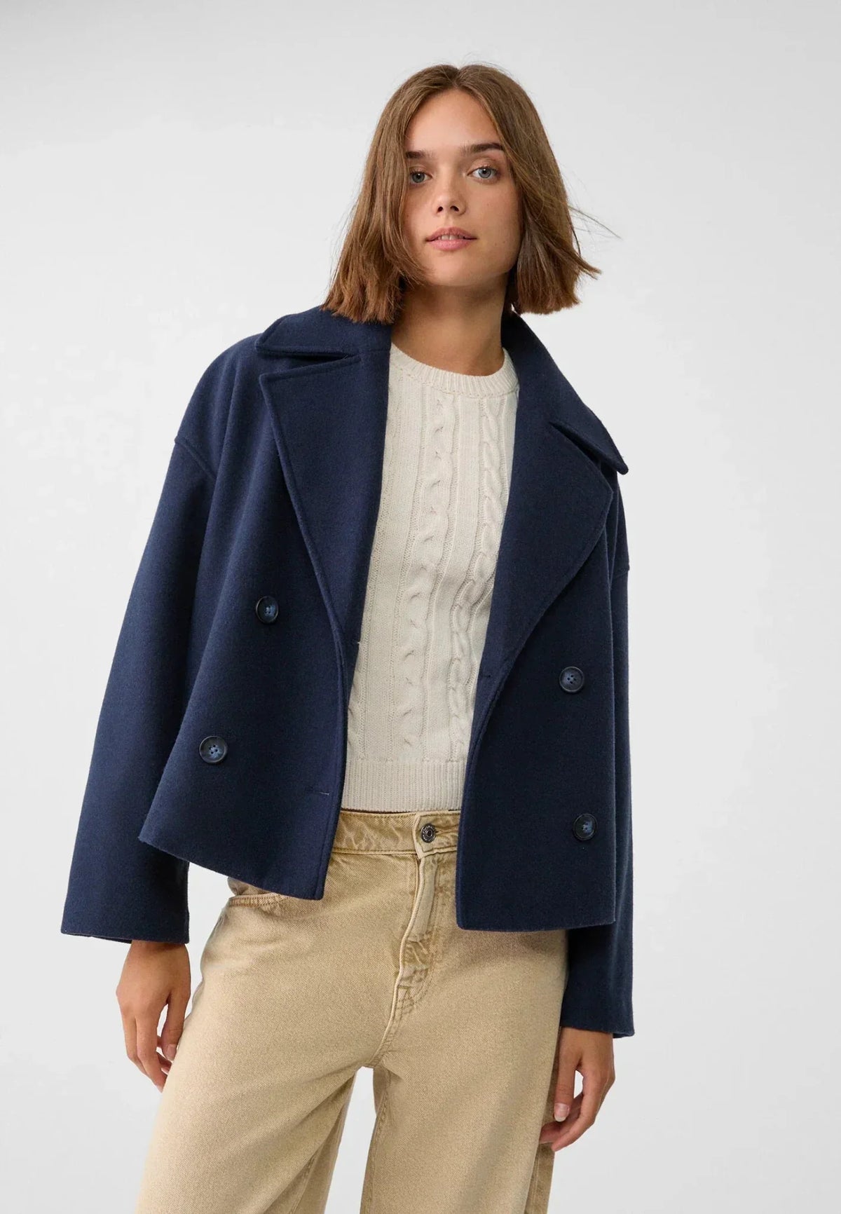 Women's Cropped Double-Breasted Jacket | Belluvyn