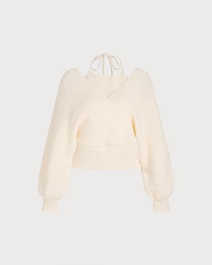 Women's Halter Lantern Sleeve Sweater | Belluvyn